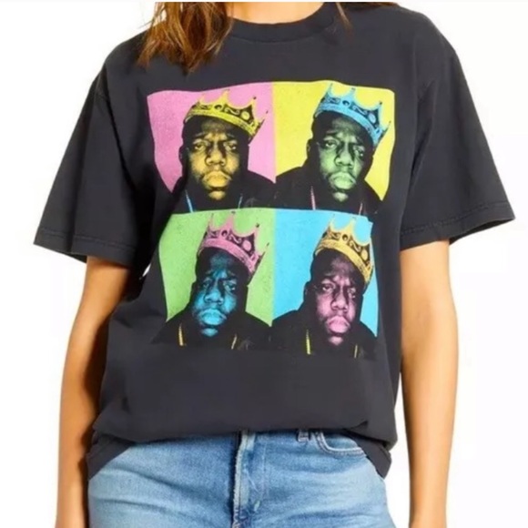 Daydreamer Tops - Daydreamer Biggie King Pop Art Color Boyfriend Tee Black